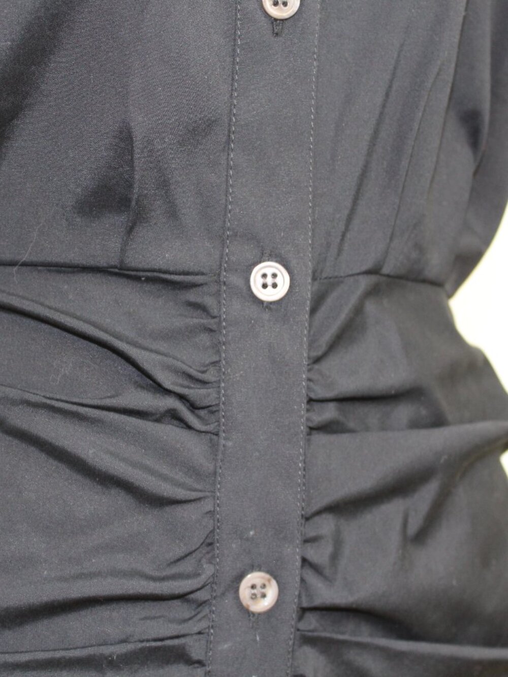 Veronica Beard Ruched Shirt Dress Black NWT Button Down Fitted Mini - Picture 4 of 12
